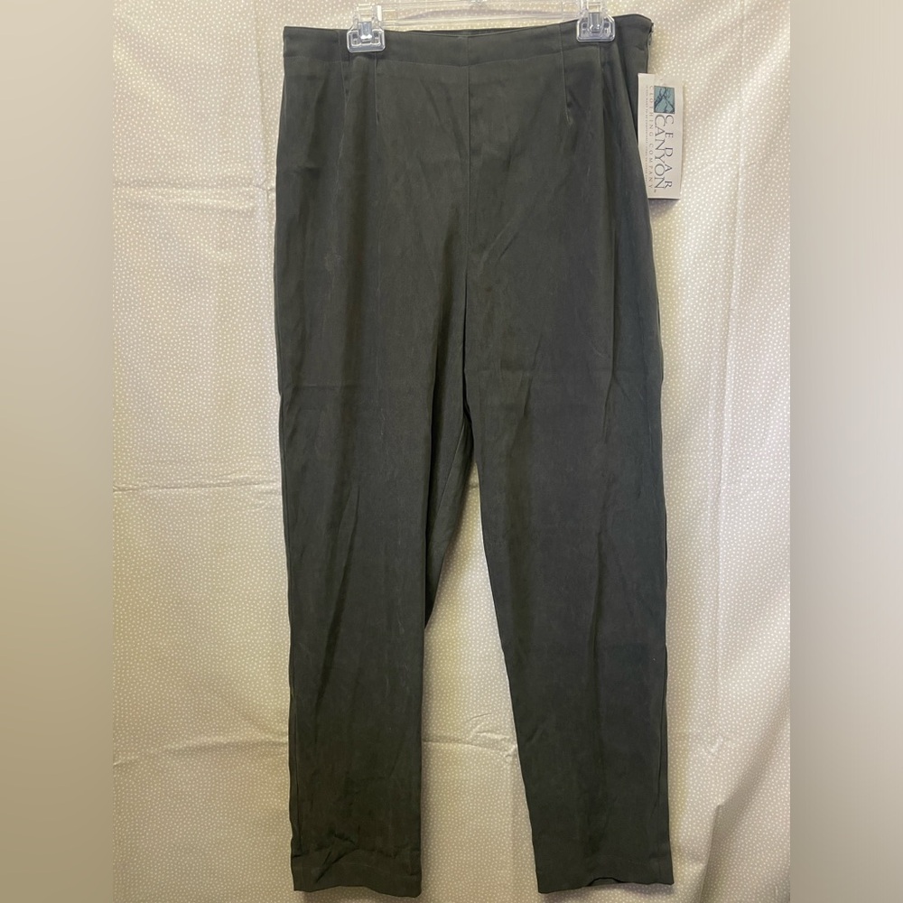 Vintage QVC Cedar Canyon So Soft Stretch Moleskin Side Zip Pants Olive NWT 18W